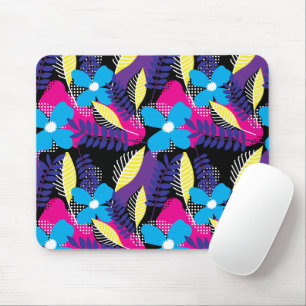 Colorful Chic Floral & Dot Pattern with Leaves Mou Mouse Mat
