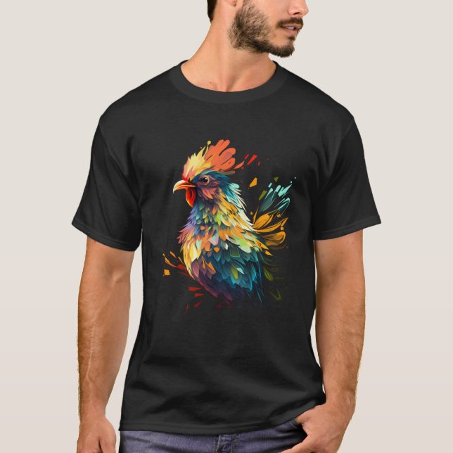 Colorful Chicken  Farm Animals Graphic T-Shirt (Front)