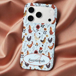 Colorful Chicken Pattern Initial Monogram