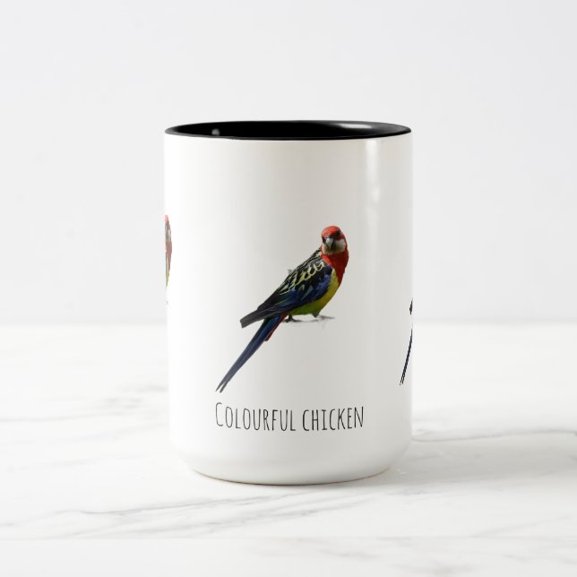 Colorful chicken Two-Tone coffee mug (Center)