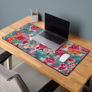 Colorful Chinese Floral Pattern Desk Mat