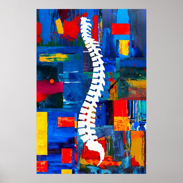 Colorful Chiropractic Spine Poster Painting Right (Front)