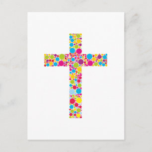 Colorful Christian Cross Postcard