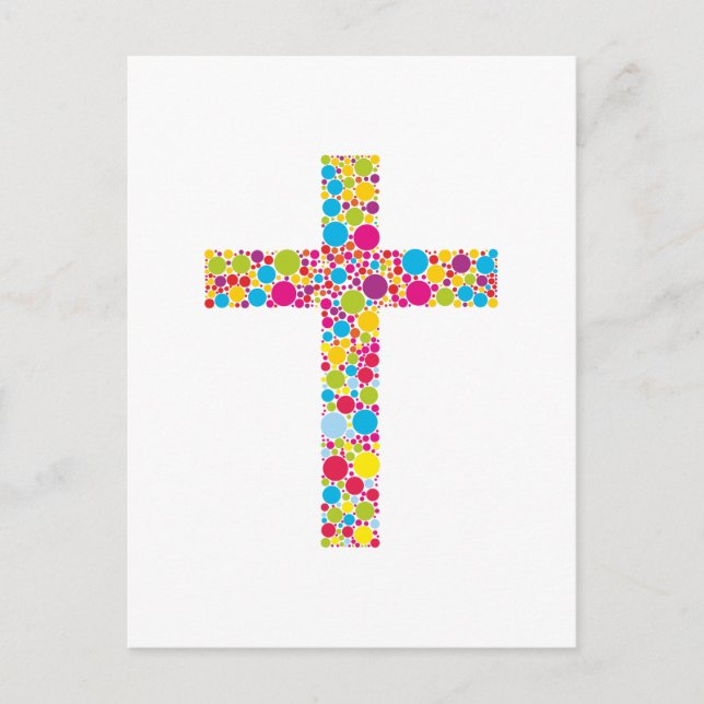 Colorful Christian Cross Postcard (Front)
