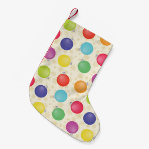 Colorful Christmas balls,Gold Snowflakes Small Christmas Stocking