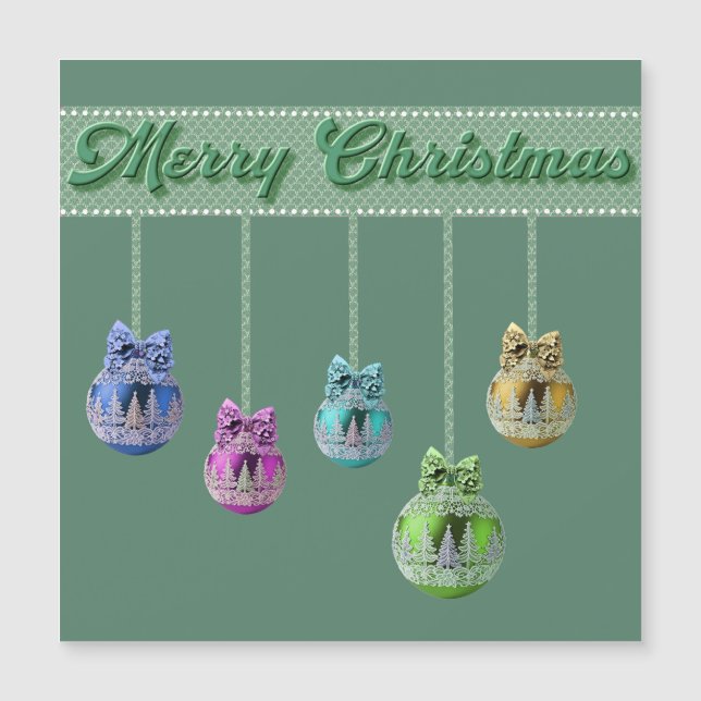 Colorful Christmas Balls Magnetic Card (Front)