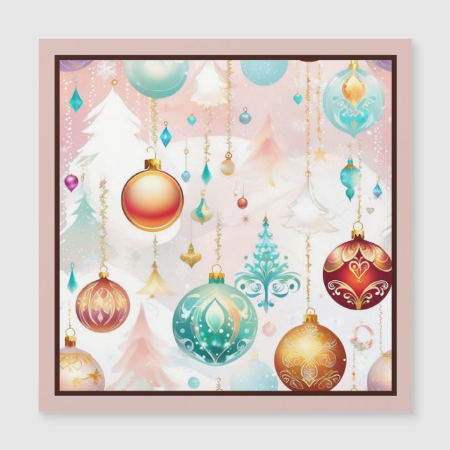 Colorful Christmas Balls Magnetic Card (Front)