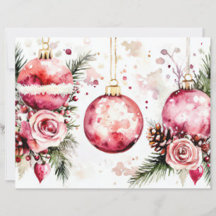 Colorful Christmas Baubles and Flowers 