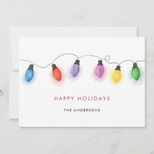 Colorful Christmas Bulbs Holiday Card