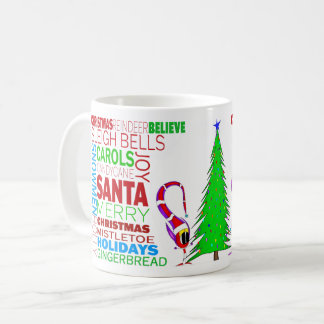 Colorful Christmas Cartoon Word Art Coffee Mug