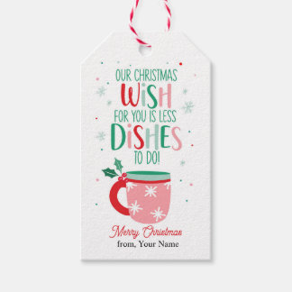 Colorful Christmas Dishes Gift Tag