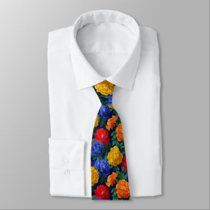 Colorful Christmas Gift For Him Peonies Tie