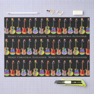 Colorful Christmas Guitar Personalized  Tissue Paper