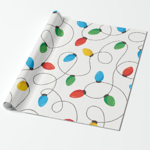 Colorful Christmas Light Strings Wrapping Paper