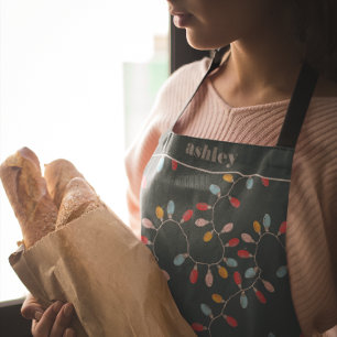 Colorful Christmas Lights   Personalized Holiday Apron