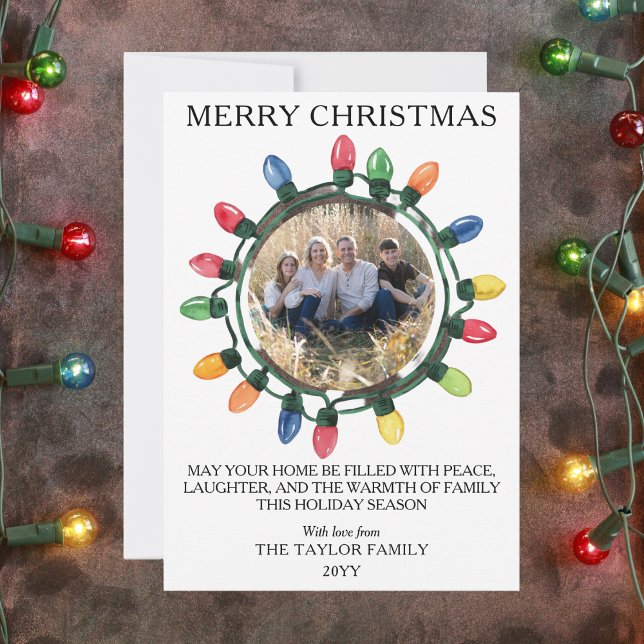 Colorful Christmas Lights Photo Family Holiday Card (Colorful Christmas Lights Photo Family Holiday Card
)
