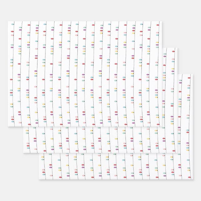 Colorful Christmas Lights - Wrapping Paper Sheet (Set)