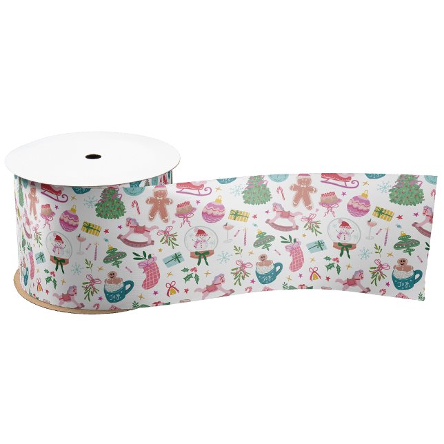Colorful Christmas Ribbon Satin Ribbon (Festive Ribbon with Whimsical Doodles for Holiday Gifts and Décor — by Painted Paperie)