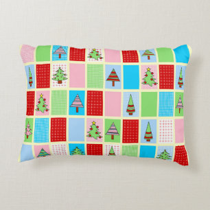 Colorful Christmas Squares Pattern Decorative Cushion