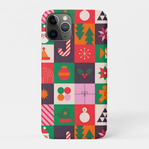 Colorful Christmas Themed Grid Of Holiday Icons iPhone 11 Pro Case