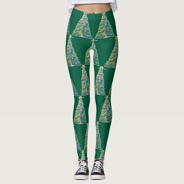Colorful Christmas Tree Leggings (Front)