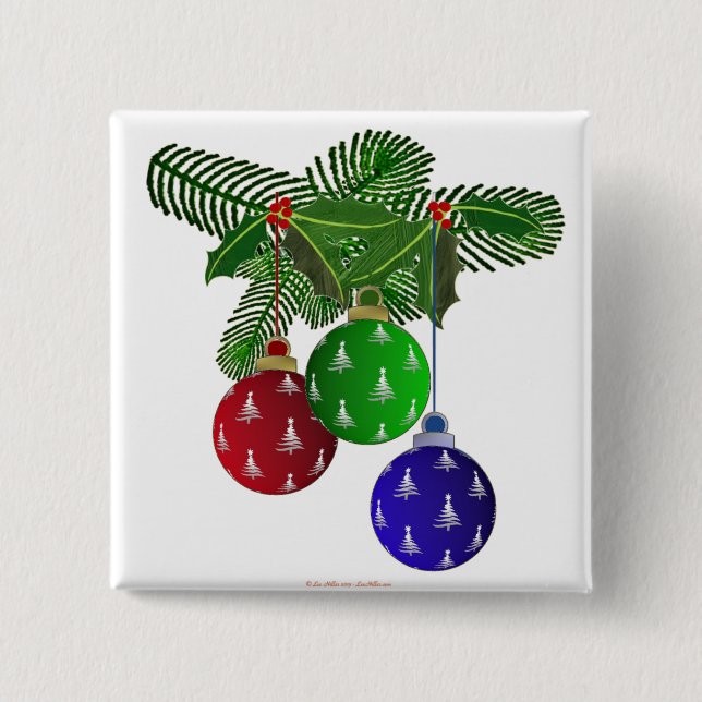 Colorful Christmas Tree Ornaments 15 Cm Square Badge (Front)