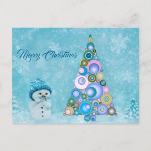 Colorful Christmas Tree Teal  Postcard
