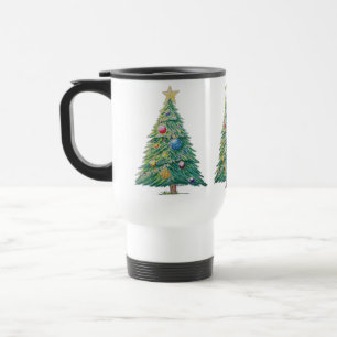 Colorful Christmas Tree Travel Mug