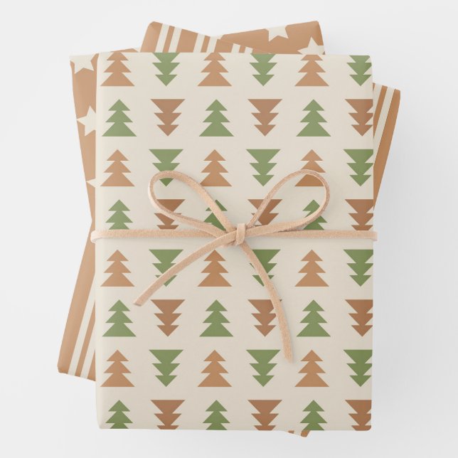  Colorful Christmas Tree Wrapping Paper Sheet (In situ)