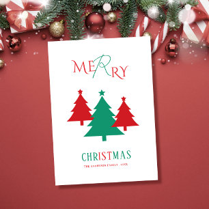 Colorful christmas trees merry christmas Card