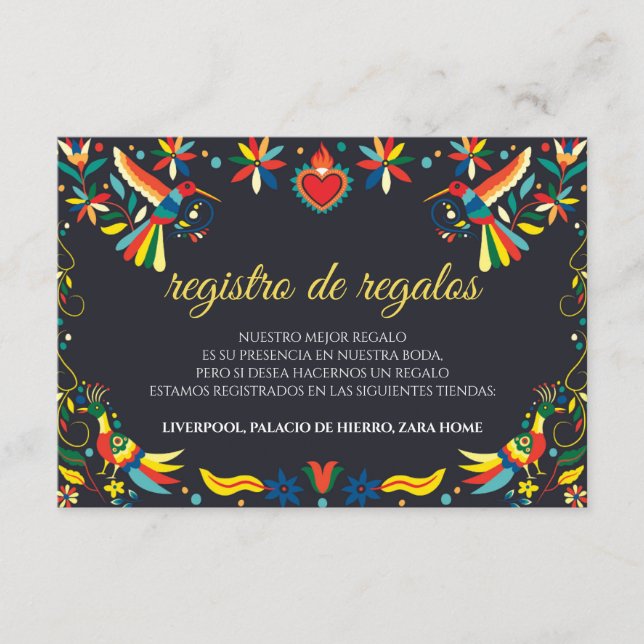 Colorful Cinco de Mayo Fiesta Spanish Wedding Enclosure Card (Front)