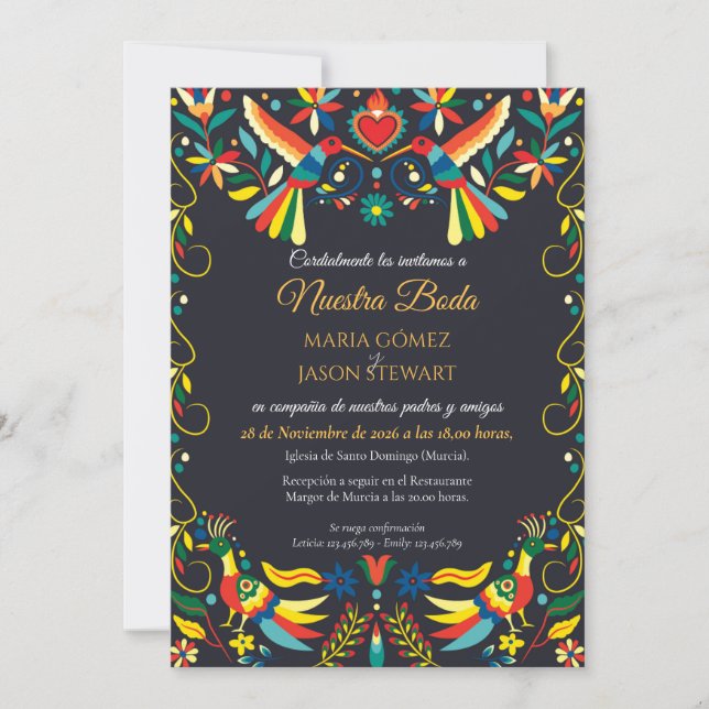 Colorful Cinco de Mayo Fiesta Spanish Wedding Invitation (Front)