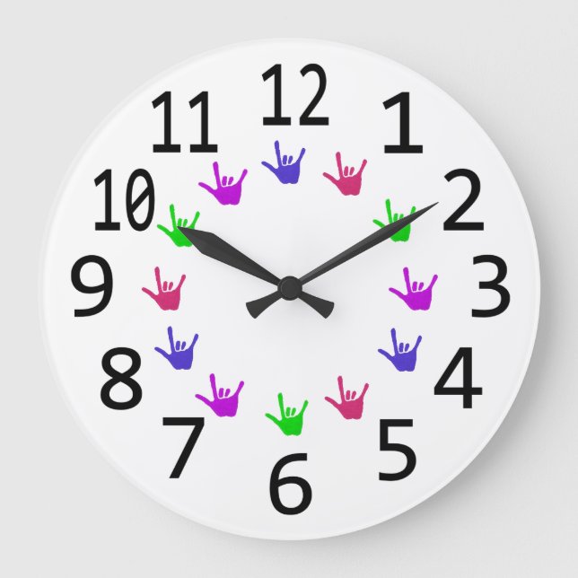 Colorful Circle of Love Sign Language Hands Clocks (Front)
