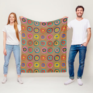 Colorful circle rainbow watercolor fleece blanket