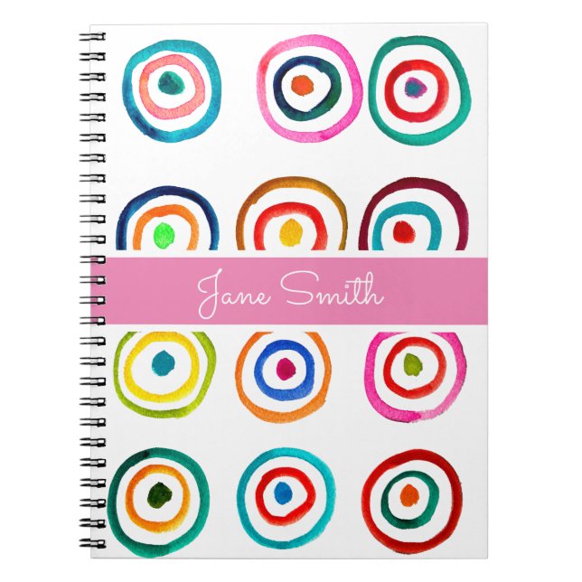 Colorful circle rainbow watercolor notebook (Front)