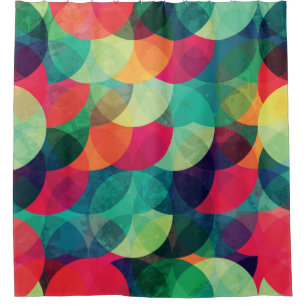 colorful circle seamless pattern with grunge effec shower curtain