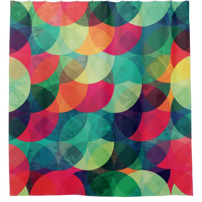 colorful circle seamless pattern with grunge effec shower curtain (Front)