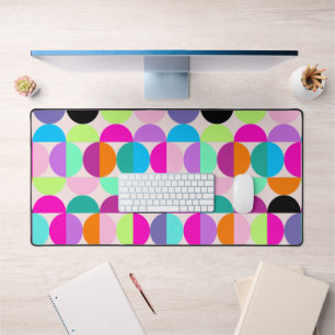 Colorful Circles Pattern Retro Mid Century Modern  Desk Mat