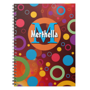 Colorful Circles Spots Rings Personalized ORANGE Notebook