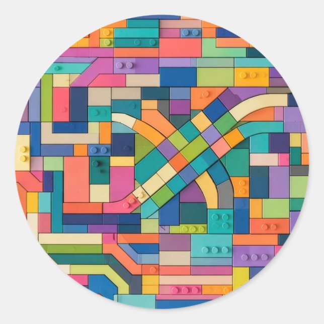 Colorful Circuitry Classic Round Sticker (Front)