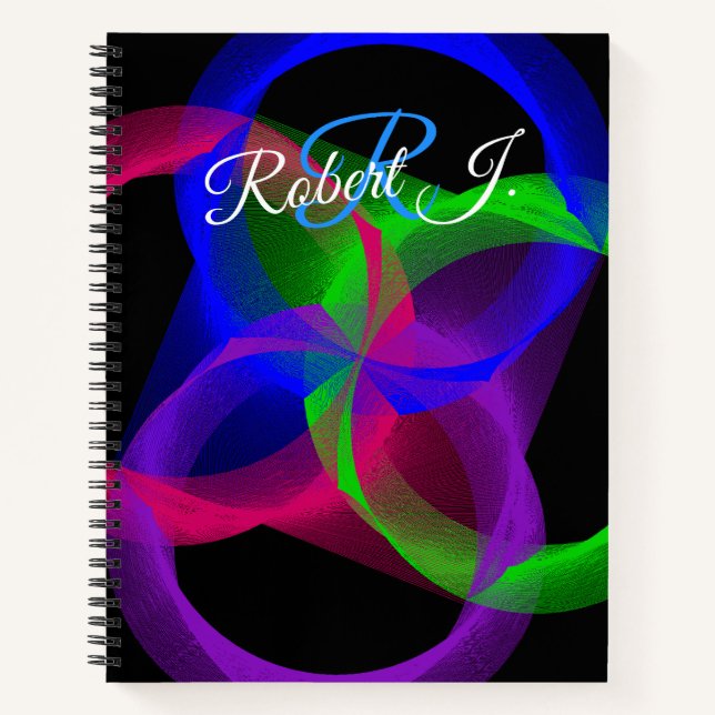 Colorful Circular Blend Geometric Spiral Notebook (Front)