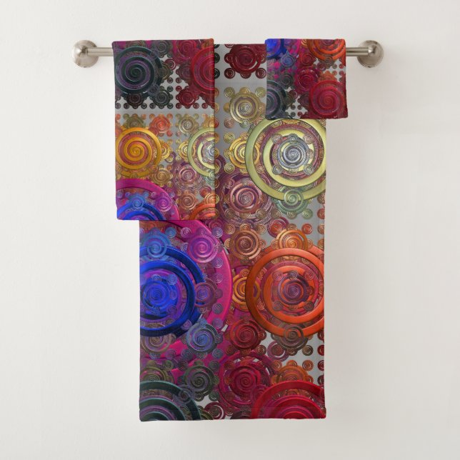 Colorful Circular Hotplates Bath Towel Set (Insitu)