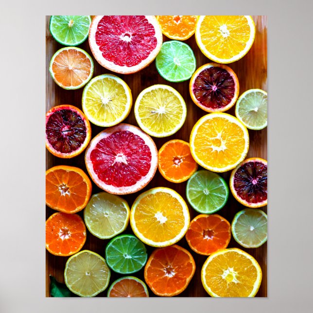 Colorful citrus fruit maximalist kitchen photo poster (Front)