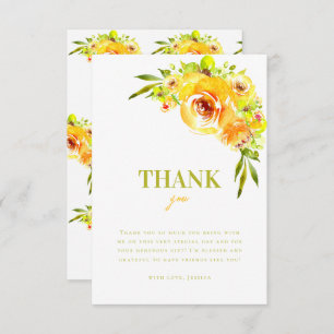 Colorful Citrus Green Yellow Floral Bridal Shower Thank You Card
