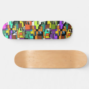 Colorful Cityscape Skateboard Deck