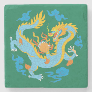 Colorful Classic Chinese Dragon Stone Coaster