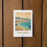 Colorful Classic Marbella Spain Travel Elegant Art Postcard<br><div class="desc">Bring the unique elegance of the Costa del Sol with this stunning Marbella travel postcard. Inspired by the golden age of travel, this illustration features the iconic Mediterranean architecture, lush palm trees, and the vibrant shoreline of Spain’s most glamorous destination. With its warm, sun-drenched color palette and clean mid-century modern...</div>
