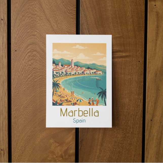 Colorful Classic Marbella Spain Travel Elegant Art Postcard (Colorful Classic Marbella Spain Travel Elegant Art Postcard)