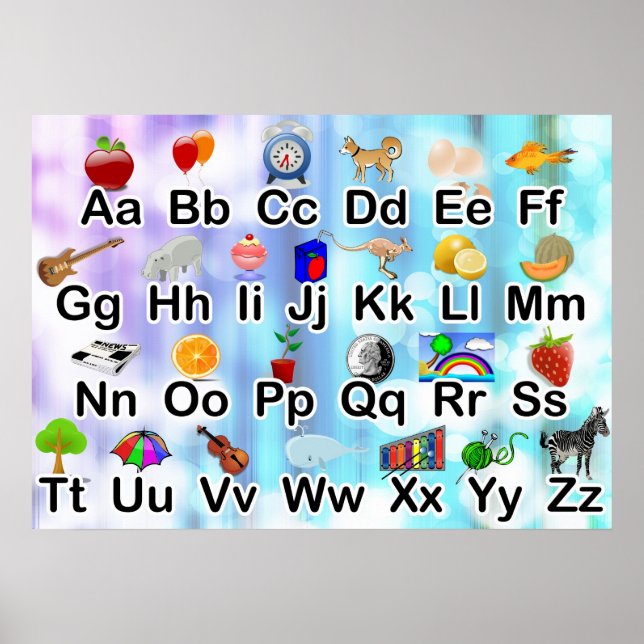 Colorful Classroom ABC Alphabet Poster (Front)