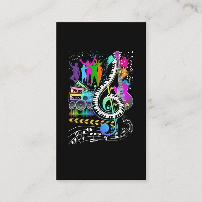 Colorful Clef Music Note Musician Pianist Business Card (Front)